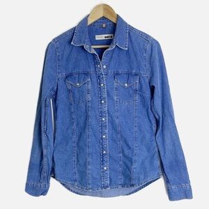 Top Shop Moto western snap denim shirt 6